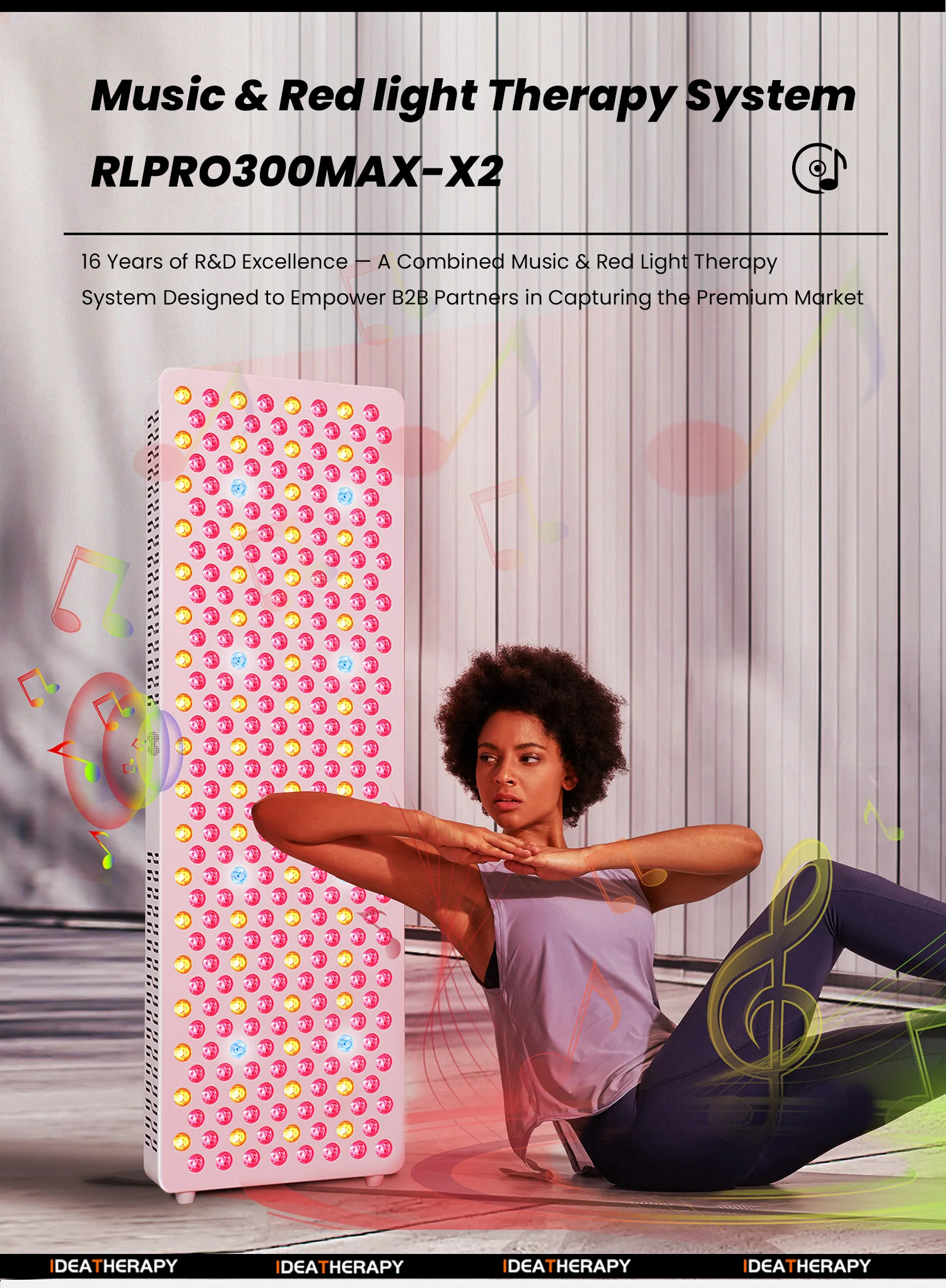 RLPRO300MAX-X2 full body red light music therapy panel in a relaxation setting