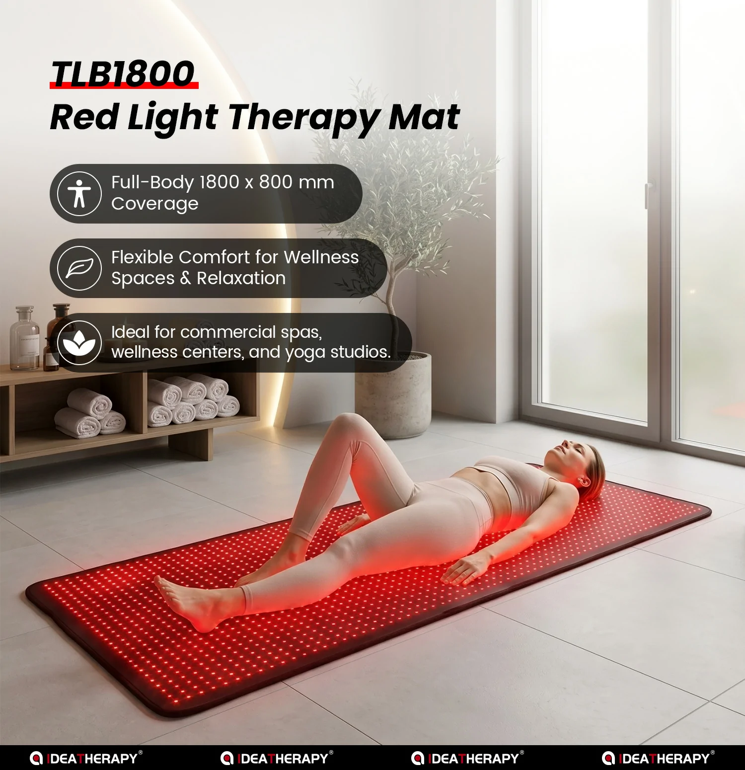 TLB1800 red light therapy mat for full-body yoga and wellness use