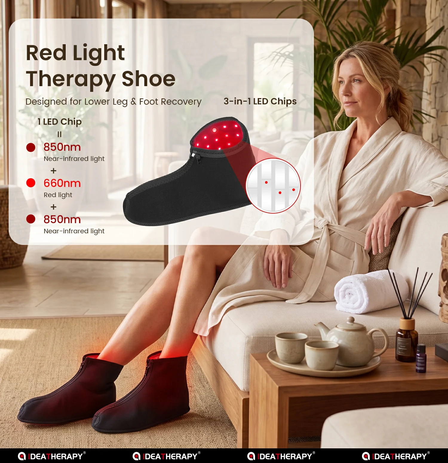 TLF150-B triple-chip 660nm and 850nm wearable shoe configuration